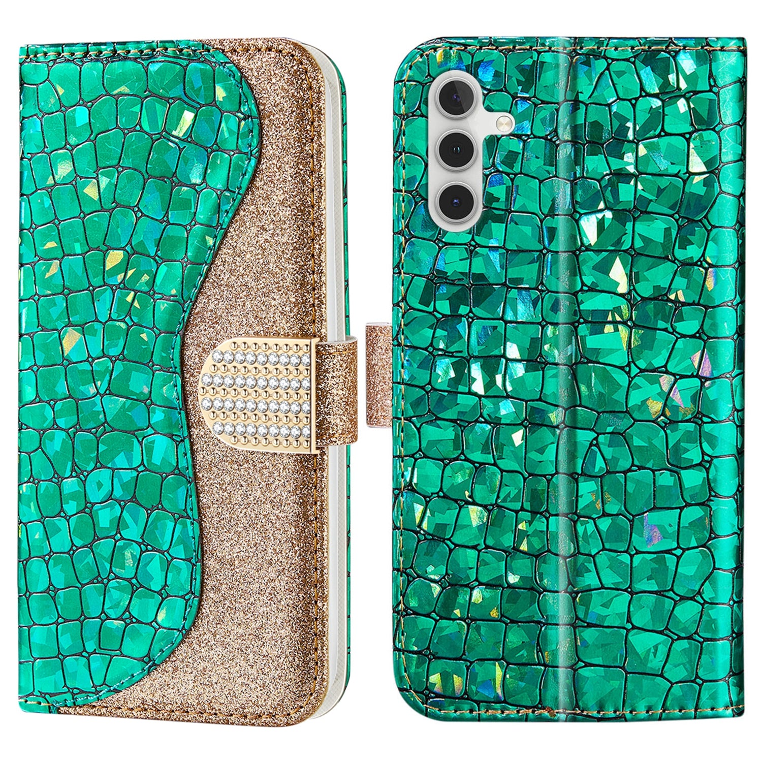 For Samsung Galaxy A24 4G Glitter Splicing Phone Case PU Leather Crocodile Texture Stand Wallet Flip Cover For Samsung Galaxy A24 4G Glitter Splicing Phone Case PU Leather Crocodile Texture Stand Wallet Flip Cover